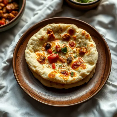 Yogurt flatbread. AI-generated photo.