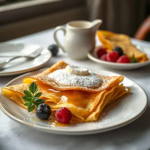 Crepe Suzette. AI-generated photo.