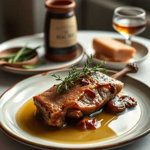 Duck confit. AI-generated photo.