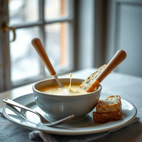 Fondue savoyarde. AI-generated photo.