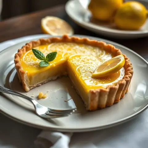 Lemon tart. AI-generated photo.