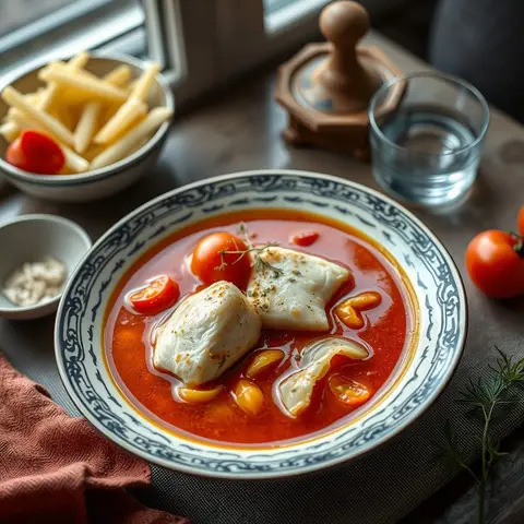 Fisherman soup. AI-generated photo.