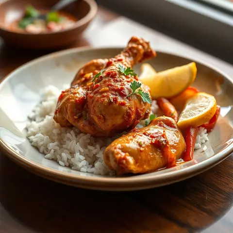Tandoori chicken. AI-generated photo.