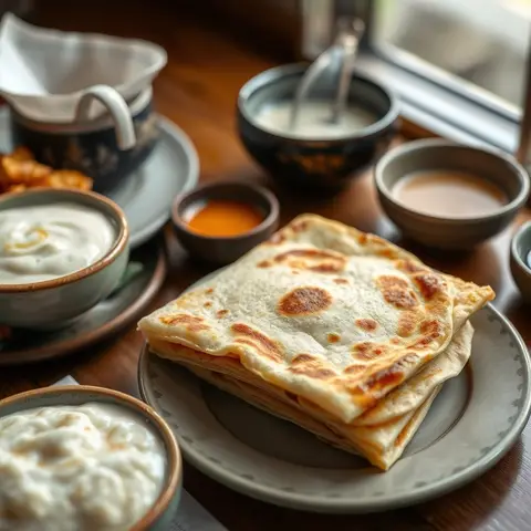 Roti canai. AI-generated photo.