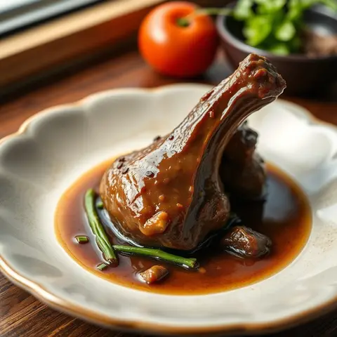 Braised beef shank. AI-generated photo.