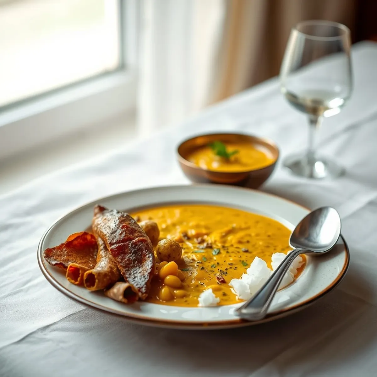 AI-generated photo Yellow dal with tadka. AI-generated photo.