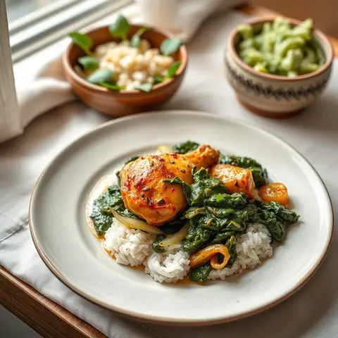 Chicken saag. AI-generated photo.
