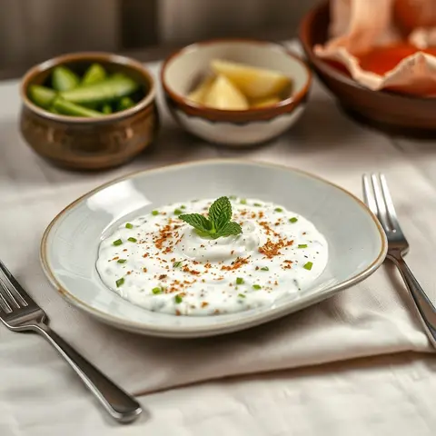 Cucumber raita. AI-generated photo.