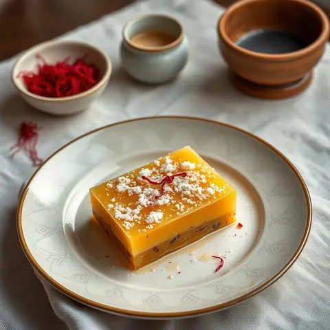 Saffron halva. AI-generated photo.