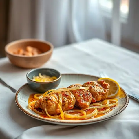 Saffron chicken kabab. AI-generated photo.