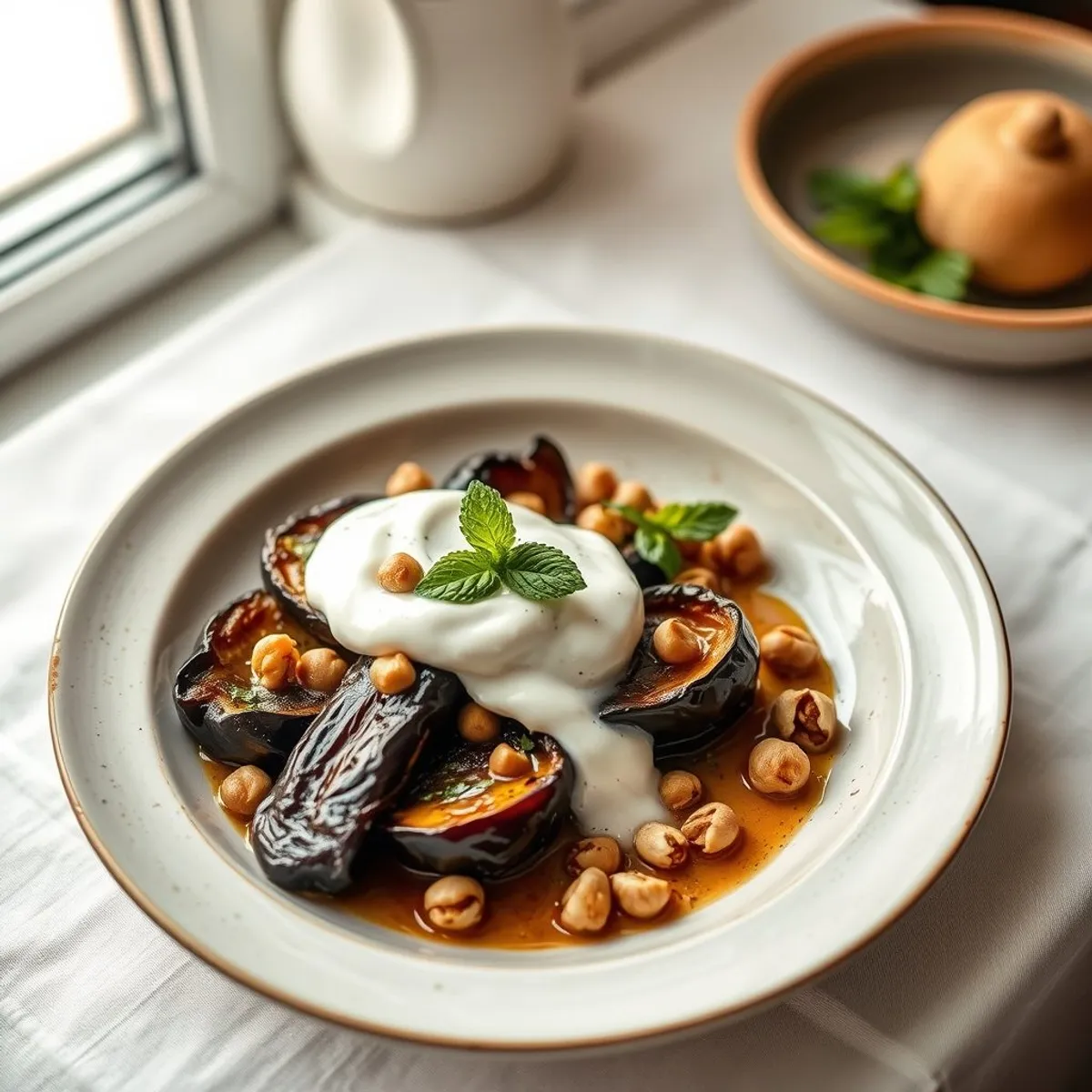 AI-generated photo Eggplant with yogurt. AI-generated photo.