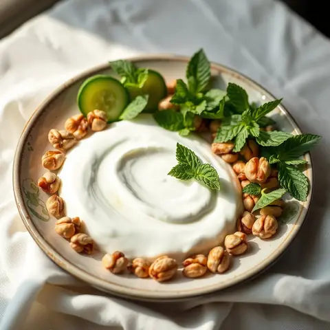 Cucumber yogurt. AI-generated photo.