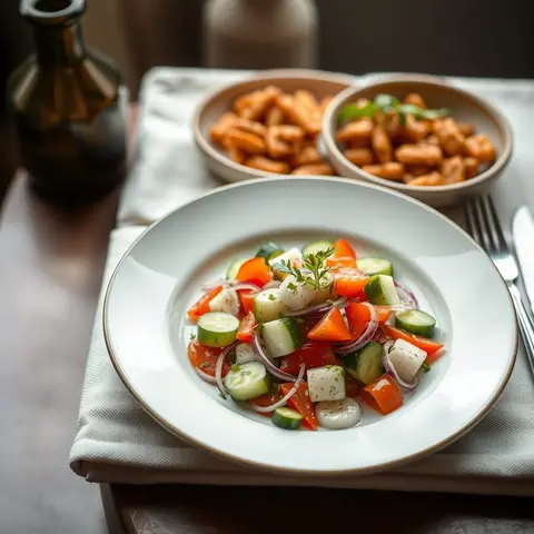 Shirazi salad. AI-generated photo.