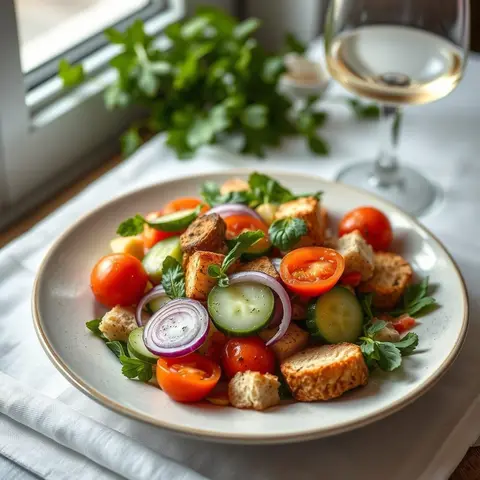 Panzanella. AI-generated photo.