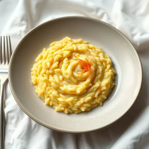 Saffron risotto. AI-generated photo.
