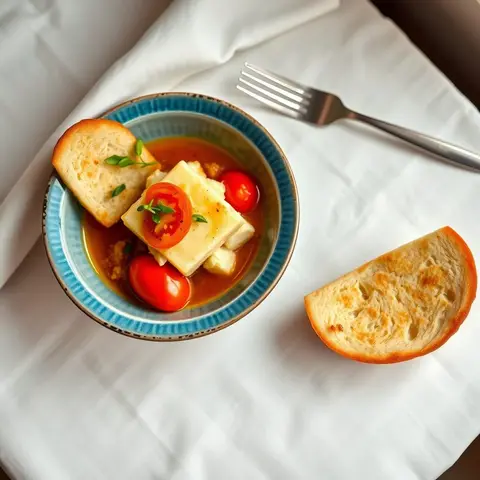 Saltfish and tomato. AI-generated photo.