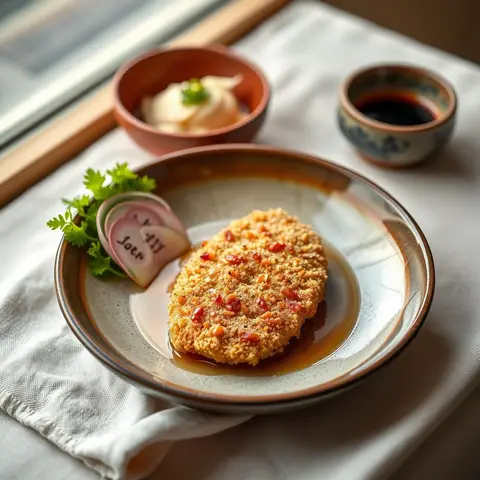 Pork tonkatsu. AI-generated photo.