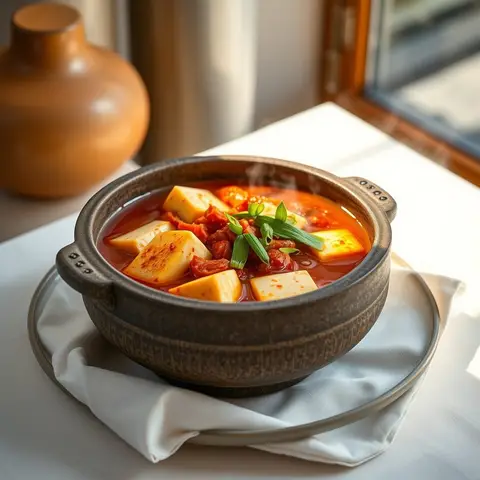 Kimchi Tofu Stew. AI-generated photo.
