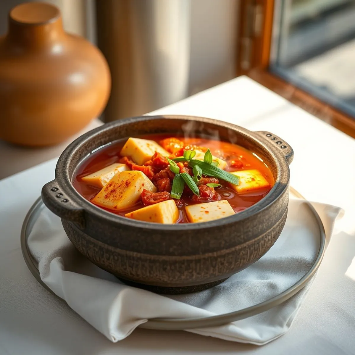 AI-generated photo Kimchi Tofu Stew. AI-generated photo.