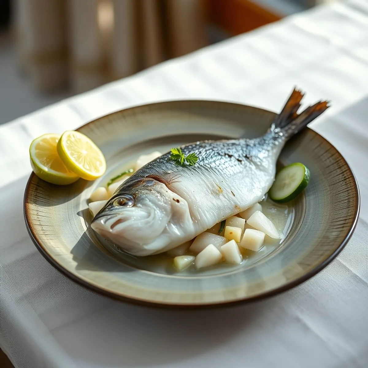 AI-generated photo Raw fish with coconut. AI-generated photo.