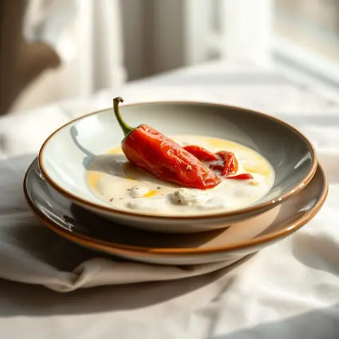 Peppers in cream. AI-generated photo.