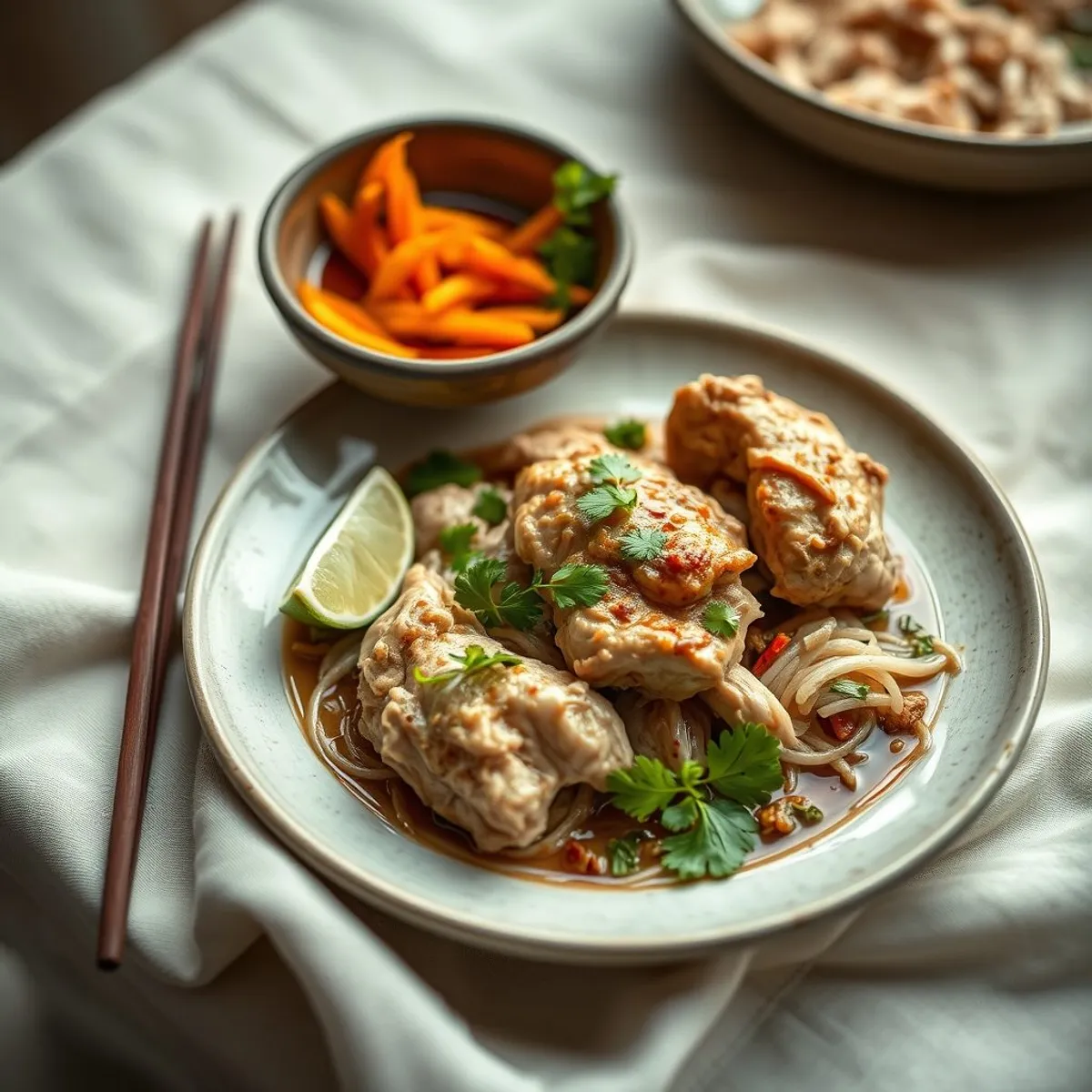 AI-generated photo Chicken larb. AI-generated photo.