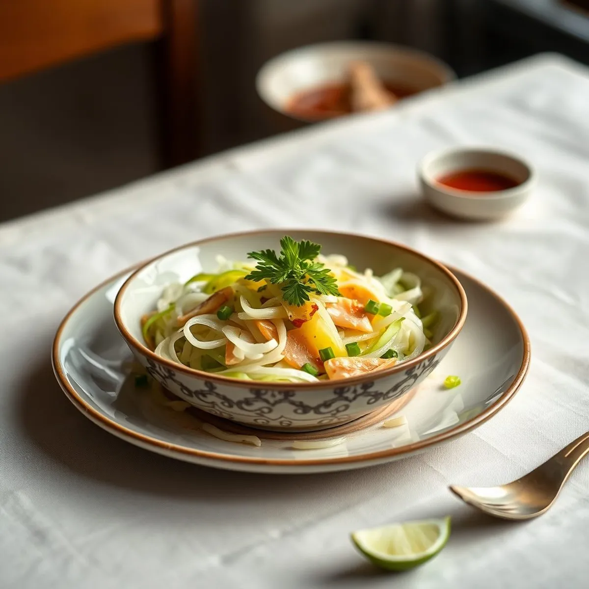 AI-generated photo Green papaya salad. AI-generated photo.