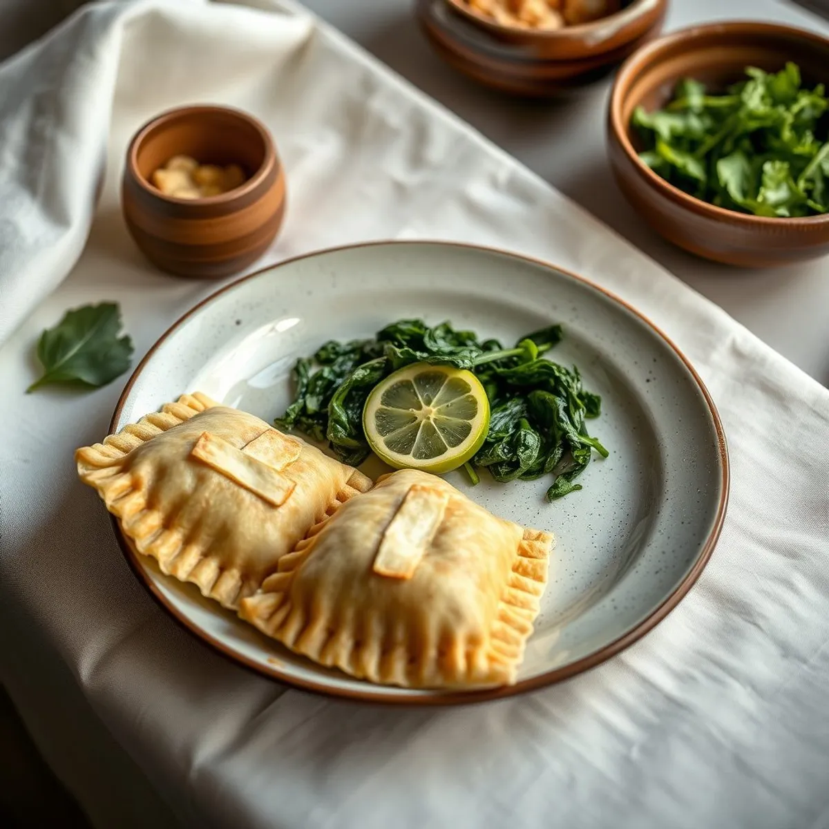 AI-generated photo Spinach fatayer. AI-generated photo.