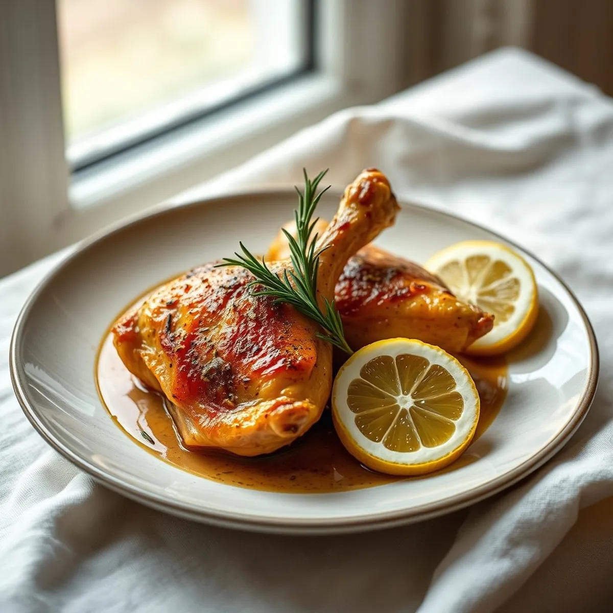AI-generated photo Lemon Roast Chicken Thighs. AI-generated photo.