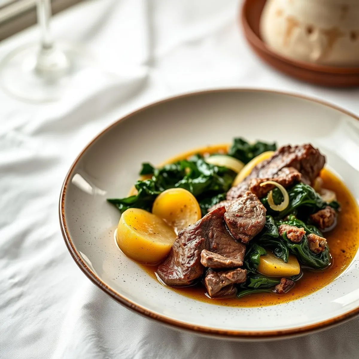 AI-generated photo Beef and greens. AI-generated photo.