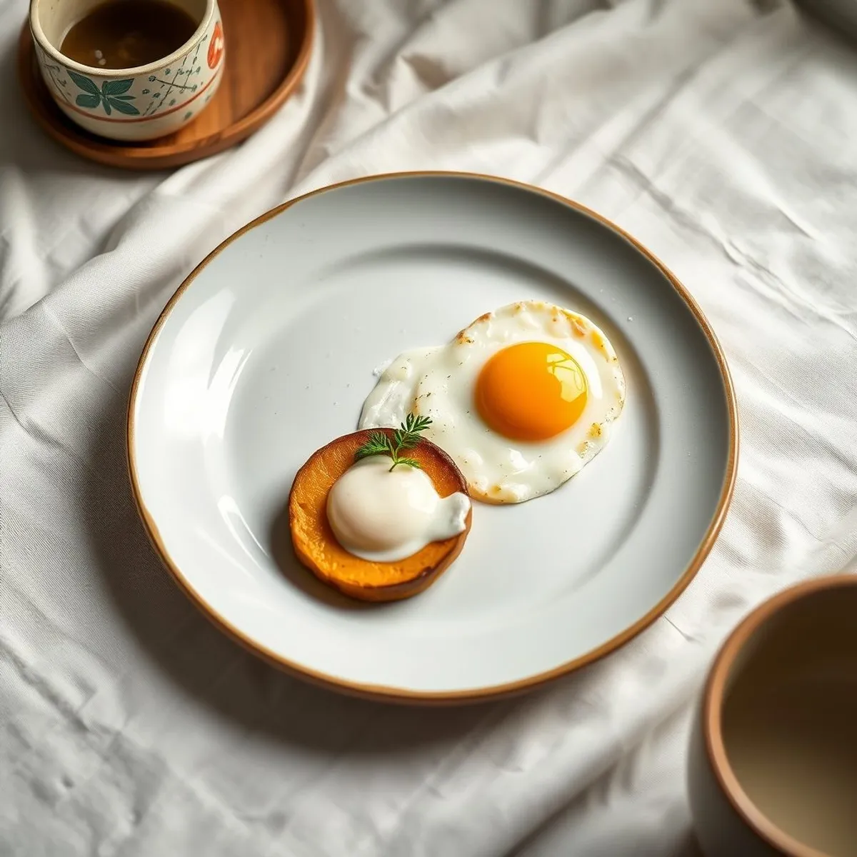 AI-generated photo Plantain and eggs. AI-generated photo.