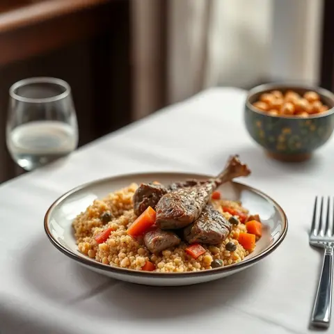 Libyan couscous. AI-generated photo.