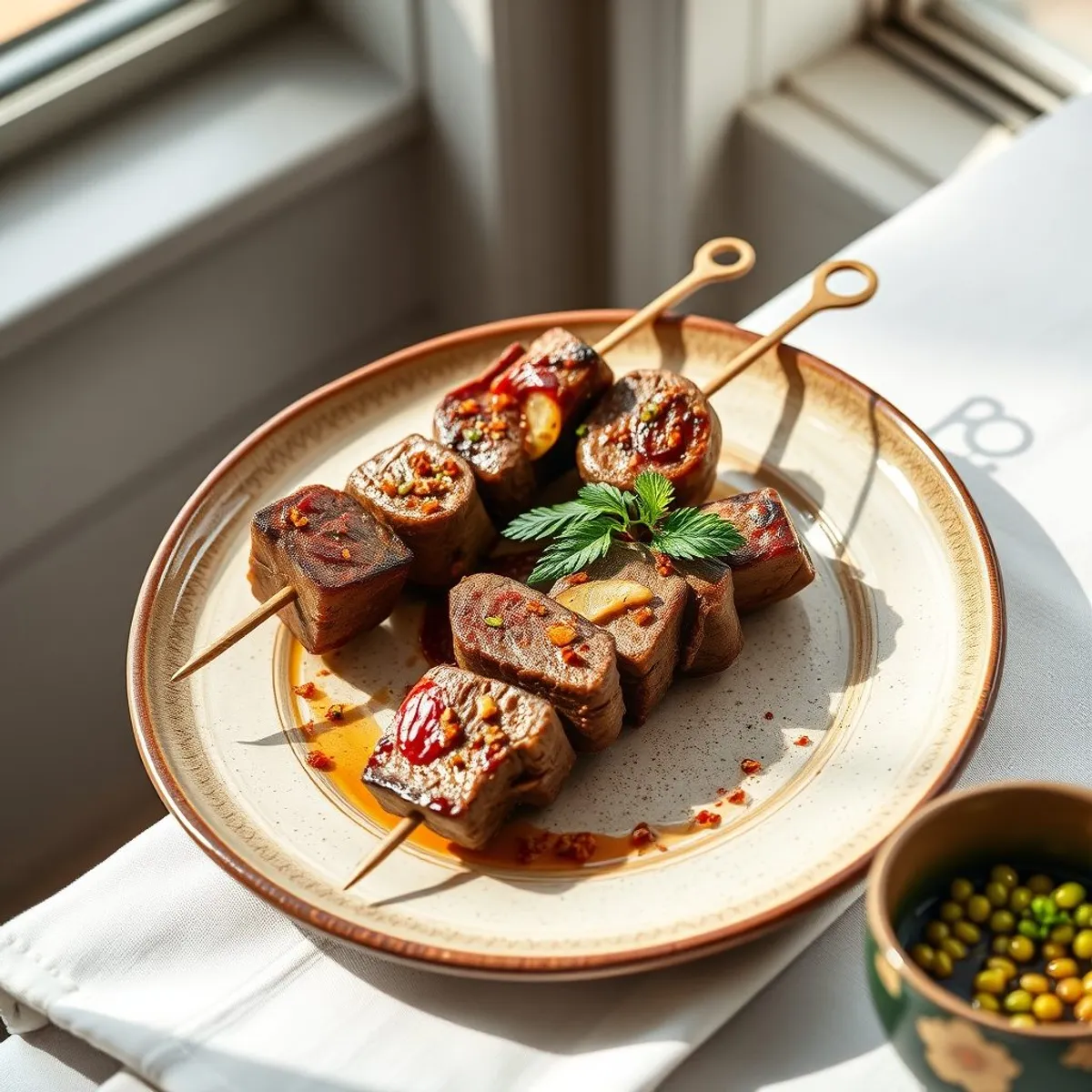 AI-generated photo Masikita · beef brochettes. AI-generated photo.