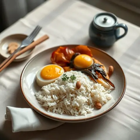 Nasi lemak. AI-generated photo.