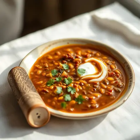 Lentil soup. AI-generated photo.