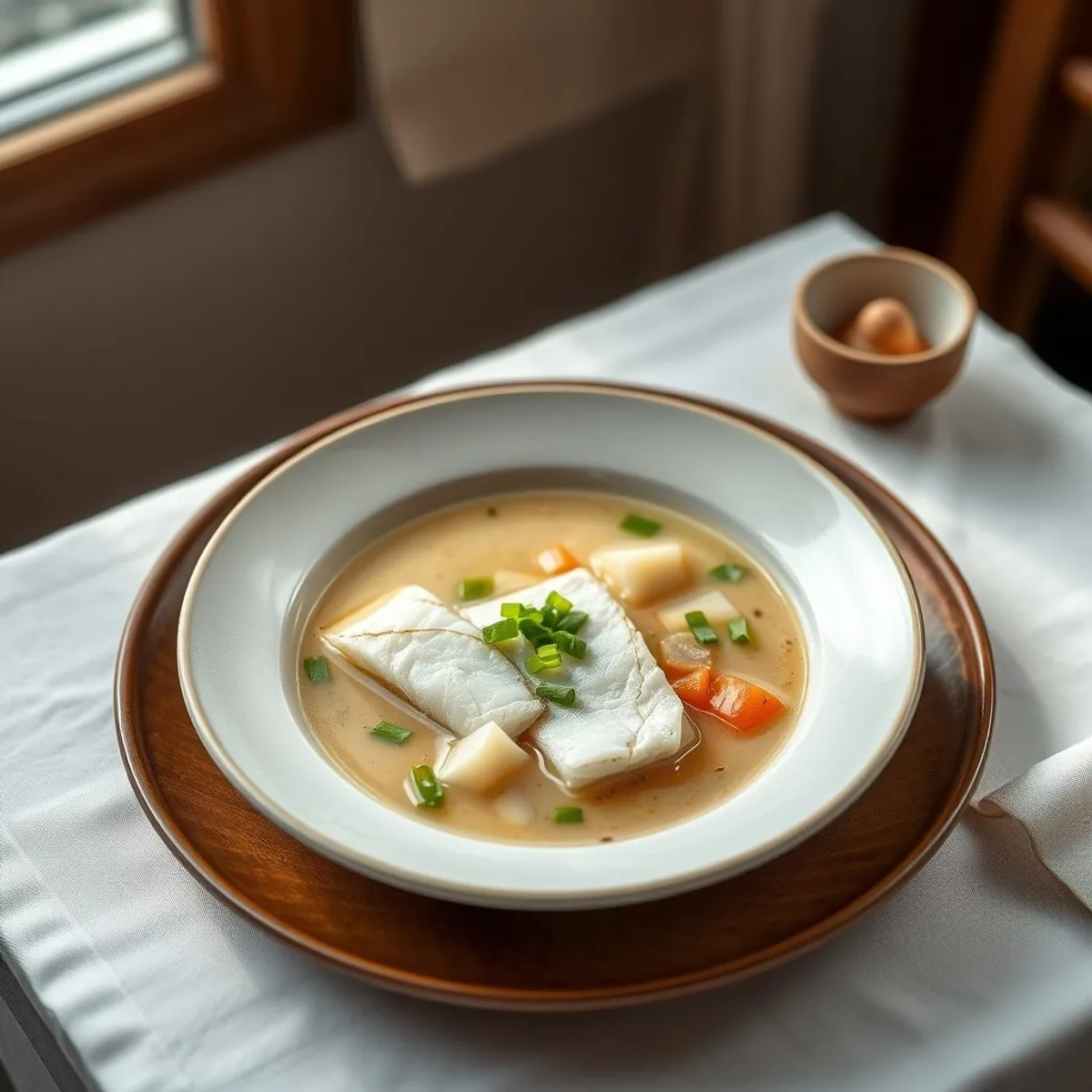 AI-generated photo Fish and taro soup. AI-generated photo.