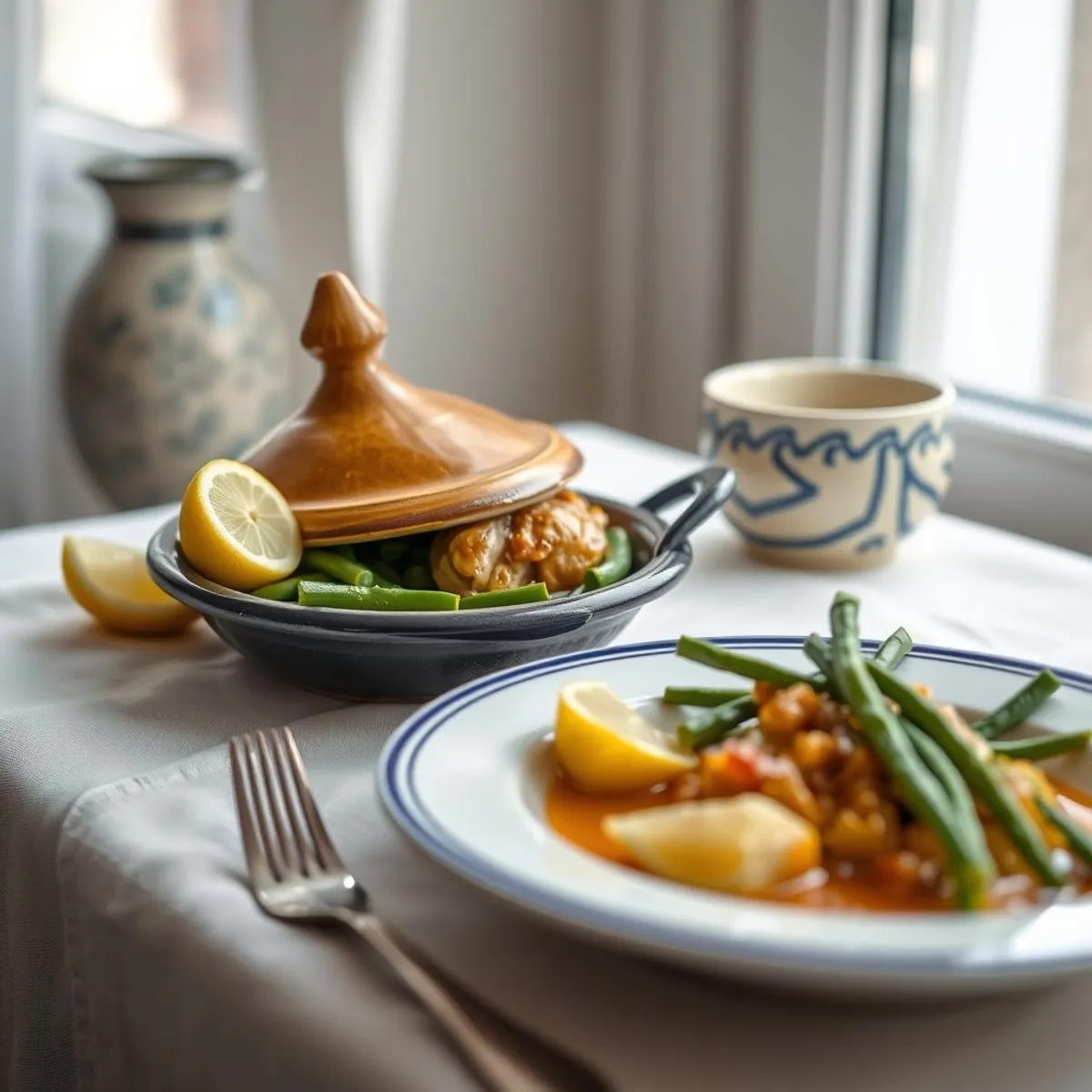 AI-generated photo Chicken tagine with lemon. AI-generated photo.