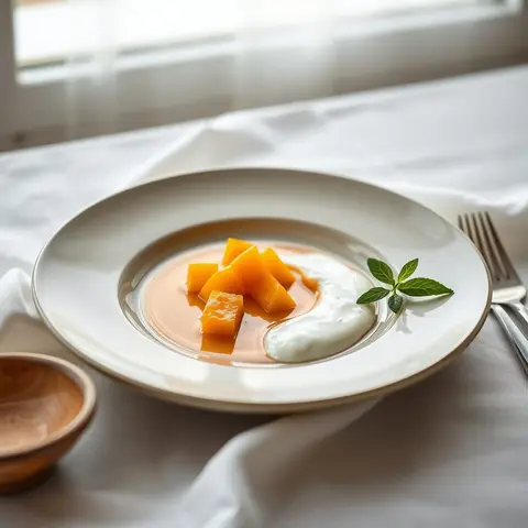 Papaya missing, mango yogurt. AI-generated photo.
