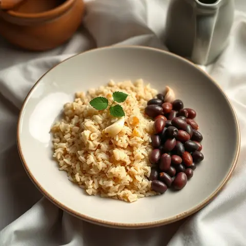 Rice and beans. AI-generated photo.
