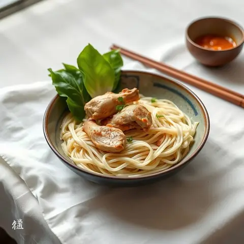 Coconut chicken noodles. AI-generated photo.