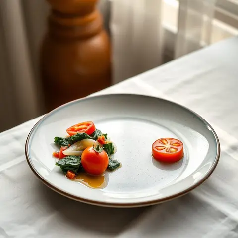 Spinach and tomato. AI-generated photo.