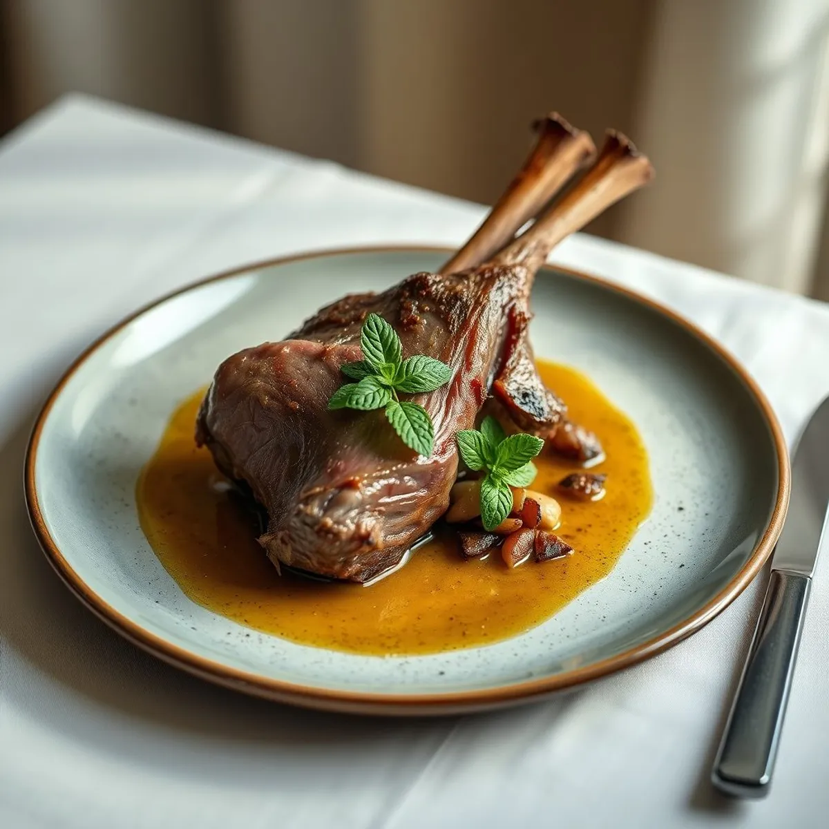 AI-generated photo Roast lamb with mint. AI-generated photo.