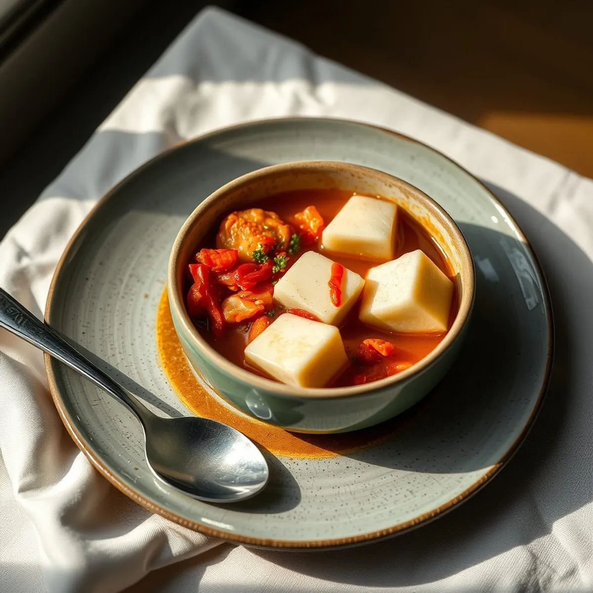 AI-generated photo Soft tofu stew. AI-generated photo.