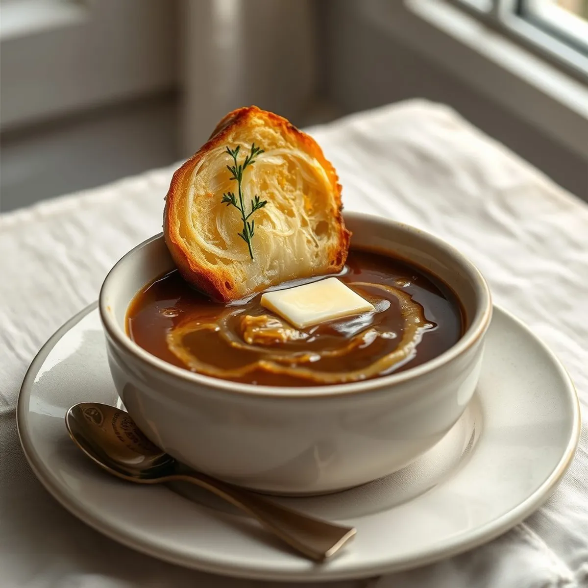 AI-generated photo Onion Soup with Cheddar. AI-generated photo.