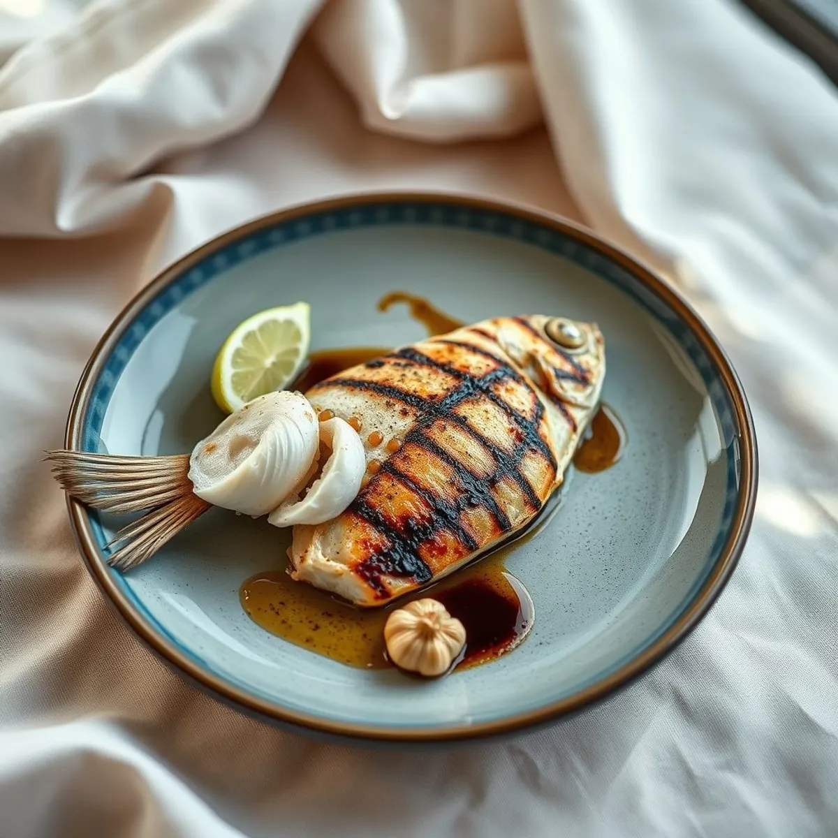 AI-generated photo Grilled reef fish. AI-generated photo.