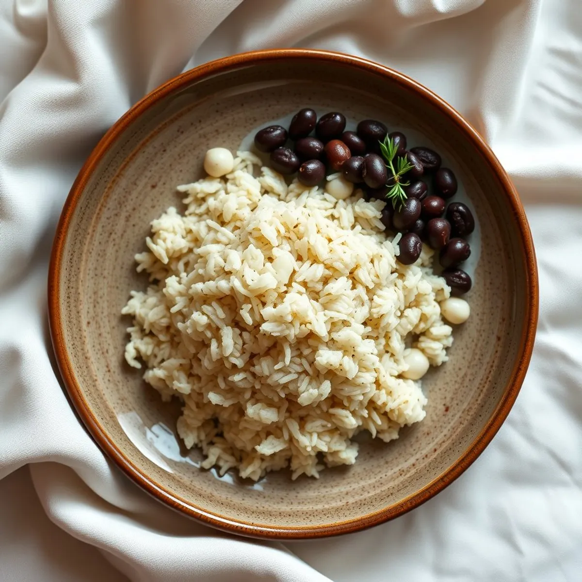 AI-generated photo Rice and pigeon peas. AI-generated photo.