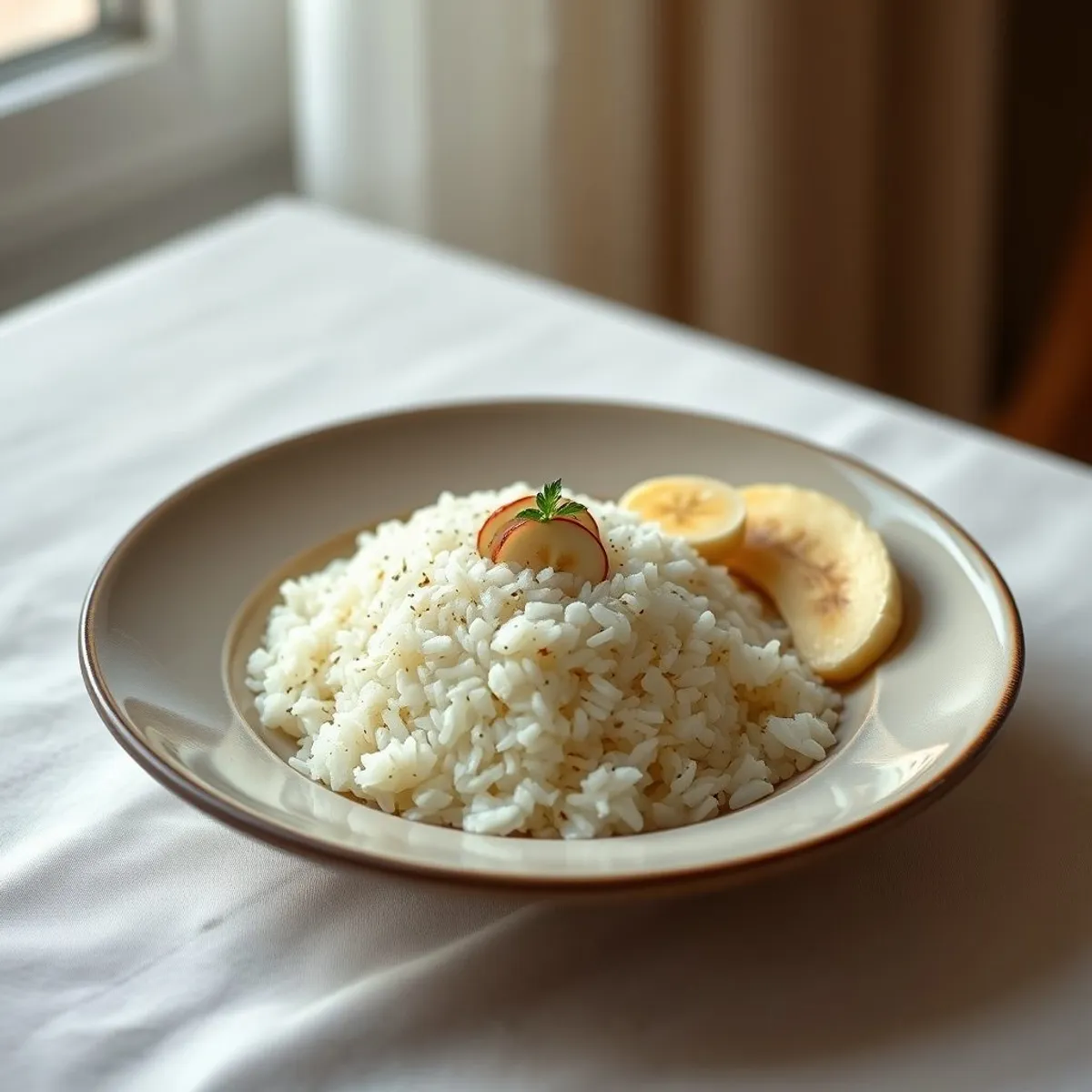 AI-generated photo Banana and rice. AI-generated photo.