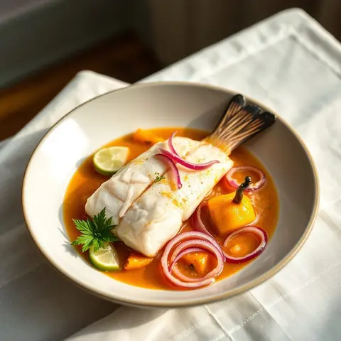 Lime coconut fish. AI-generated photo.