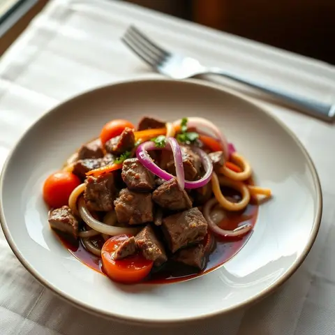 Lomo saltado. AI-generated photo.