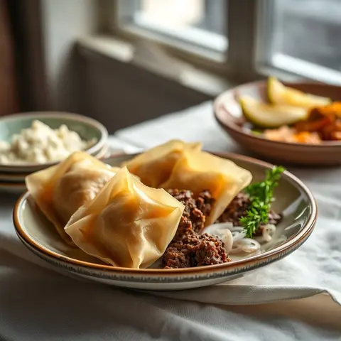 Meat samboosa. AI-generated photo.